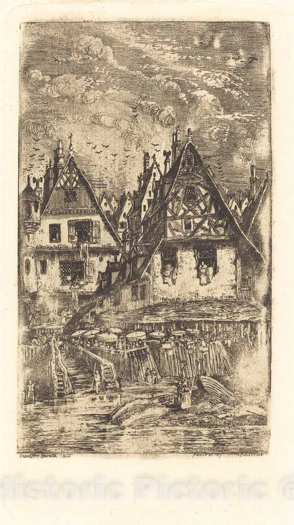 Art Print : Rodolphe Bresdin, EntrÃ©e du Village, 1866 - Vintage Wall Art