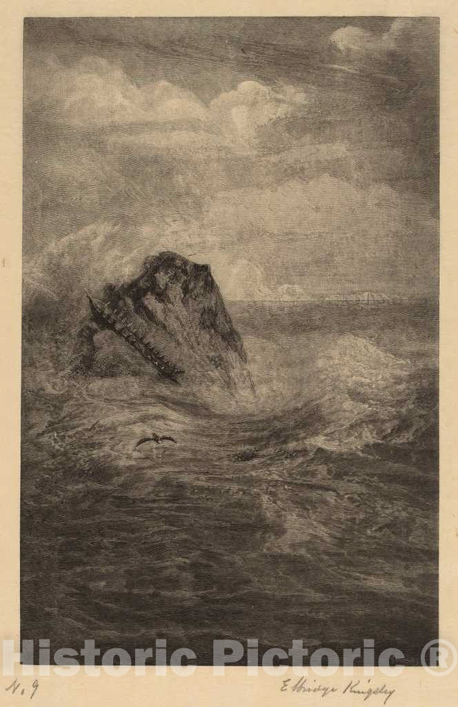 Art Print : Elbridge Kingsley, A Rock in The Sea, c. 1890 - Vintage Wall Art