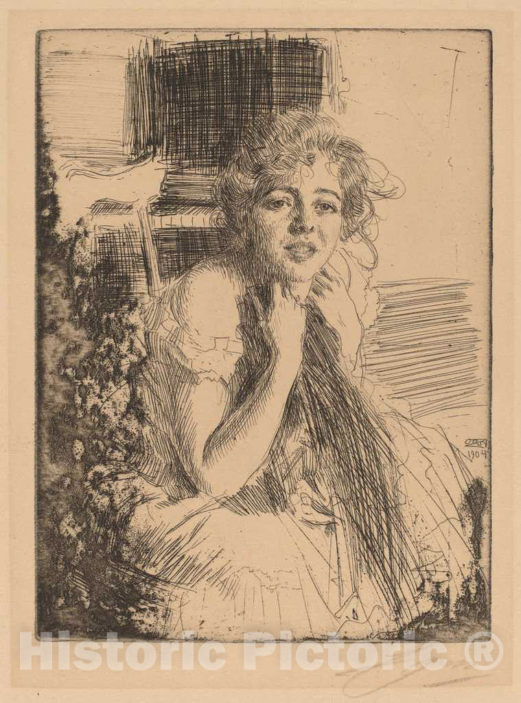 Art Print : Anders Zorn, Emma Rasmussen, 1904 - Vintage Wall Art