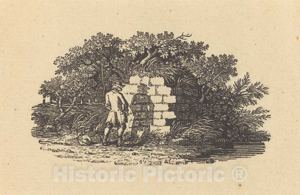 Art Print : Thomas Bewick, Man Pissing, 1797? - Vintage Wall Art