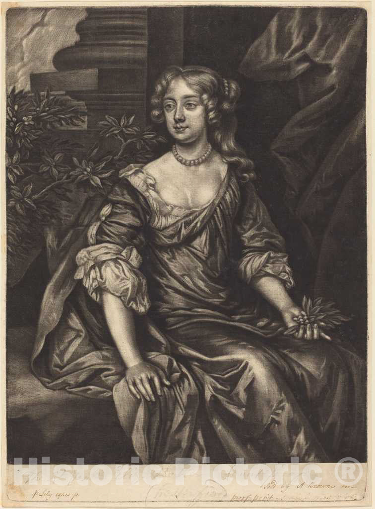 Art Print : Browne After Lely, The Right Honorable Lady Elizabeth Butler, Countess of Chesterfield, c. 1680 - Vintage Wall Art