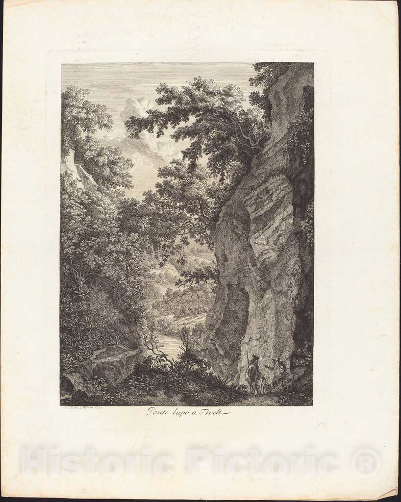 Art Print : Albert Christoph Dies, Ponte Lupo a Tivoli, 1792 - Vintage Wall Art