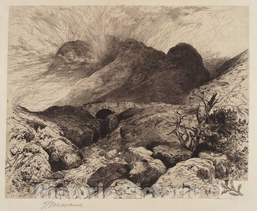 Art Print : Thomas Moran, Bridge in The Pass of Glencoeâ€”Scotland, 1882 - Vintage Wall Art
