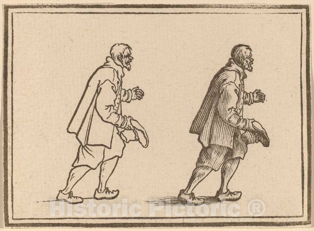 Art Print : Eckman After Jacques Callot, Peasant with Hat in Hand, 1621 - Vintage Wall Art
