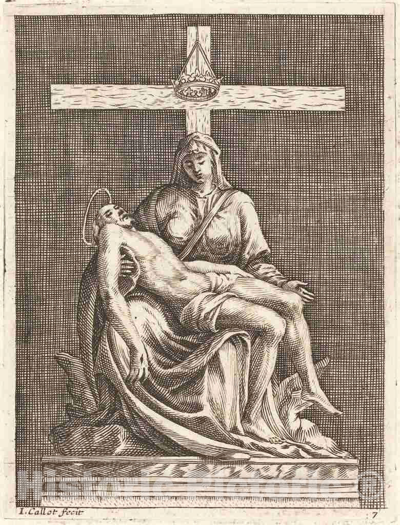Art Print : Callot After Michelangelo, PietÃ , c.1610 - Vintage Wall Art