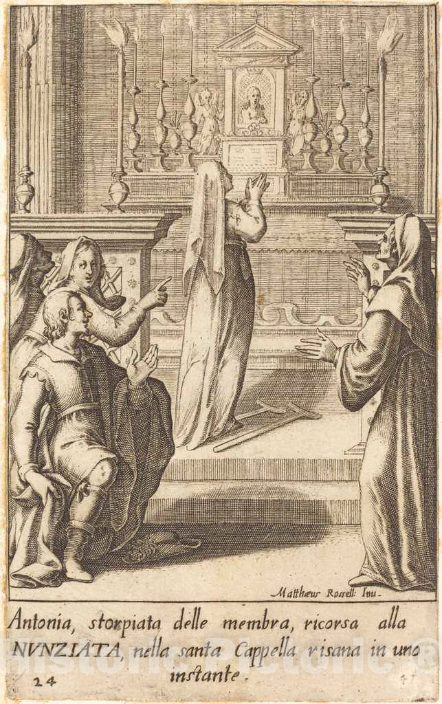 Art Print : Callot After Matteo Rosselli, Antonia, 1619 - Vintage Wall Art