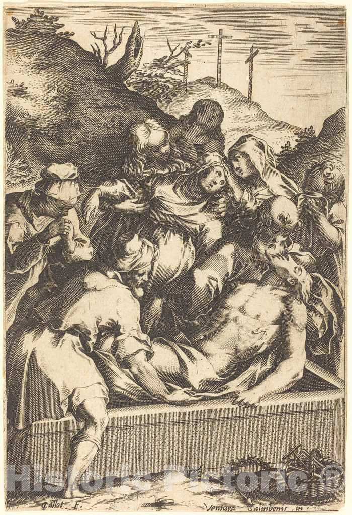 Art Print : Callot After Salimbeni, The Entombment, c.1610 - Vintage Wall Art