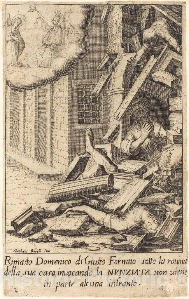 Art Print : Callot After Matteo Rosselli, Domenico di Giusto, 1619 - Vintage Wall Art