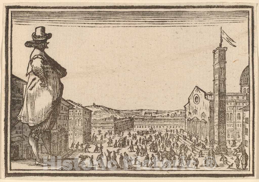 Art Print : Eckman After Jacques Callot, Piazza del Duomo, Florence, 1621 - Vintage Wall Art