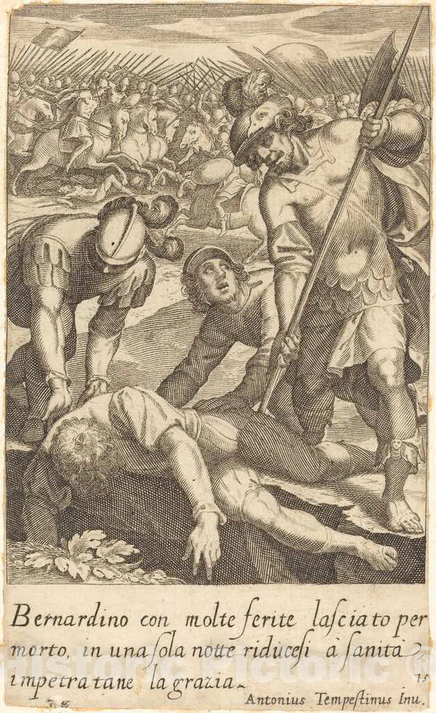 Art Print : Callot After Tempesta, Bernardino, 1619 - Vintage Wall Art