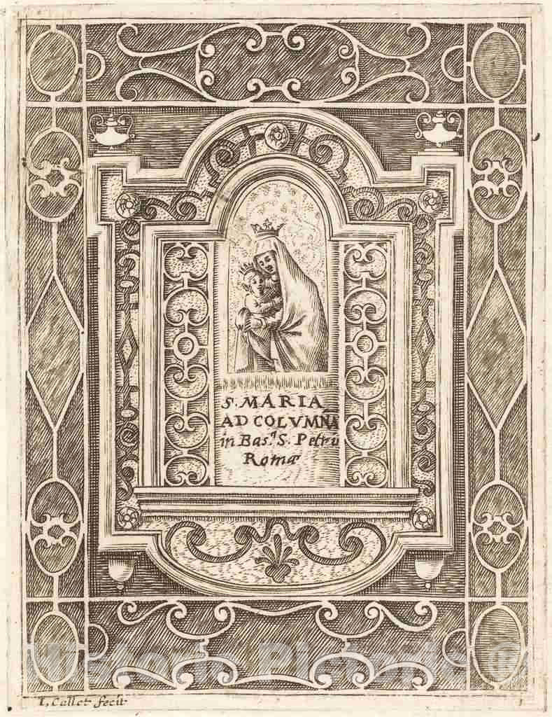 Art Print : Jacques Callot, The Virgin at The Column (La Vierge Ã  la colonne), c.1610 - Vintage Wall Art