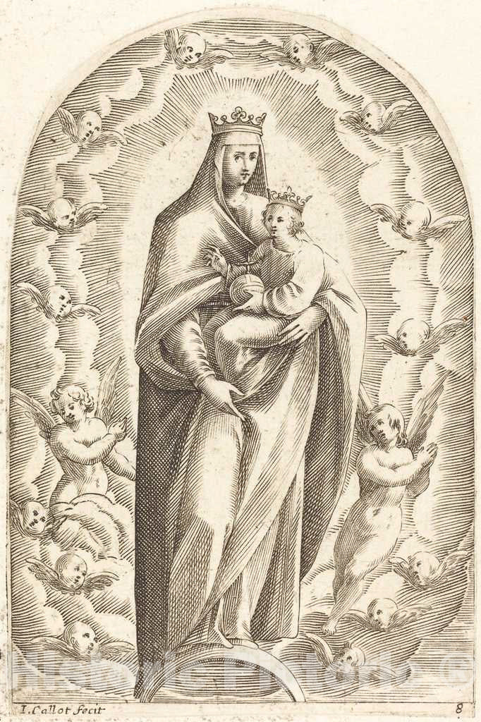 Art Print : Jacques Callot, Immaculate Conception, c.1610 - Vintage Wall Art
