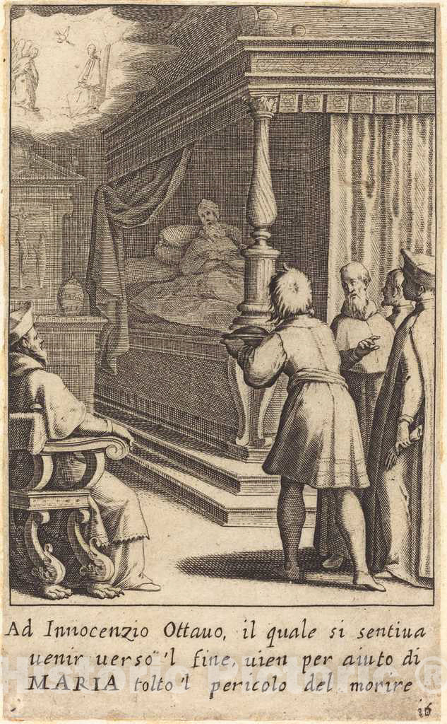 Art Print : Jacques Callot, Innocent VIII, 1619 - Vintage Wall Art