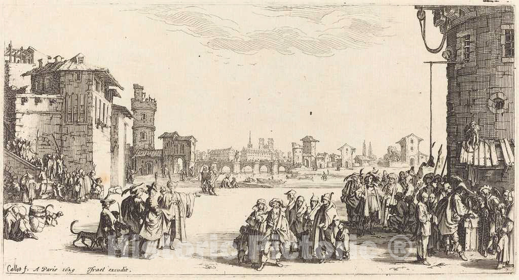 Art Print : Jacques Callot, The Slave Market, 1629 - Vintage Wall Art