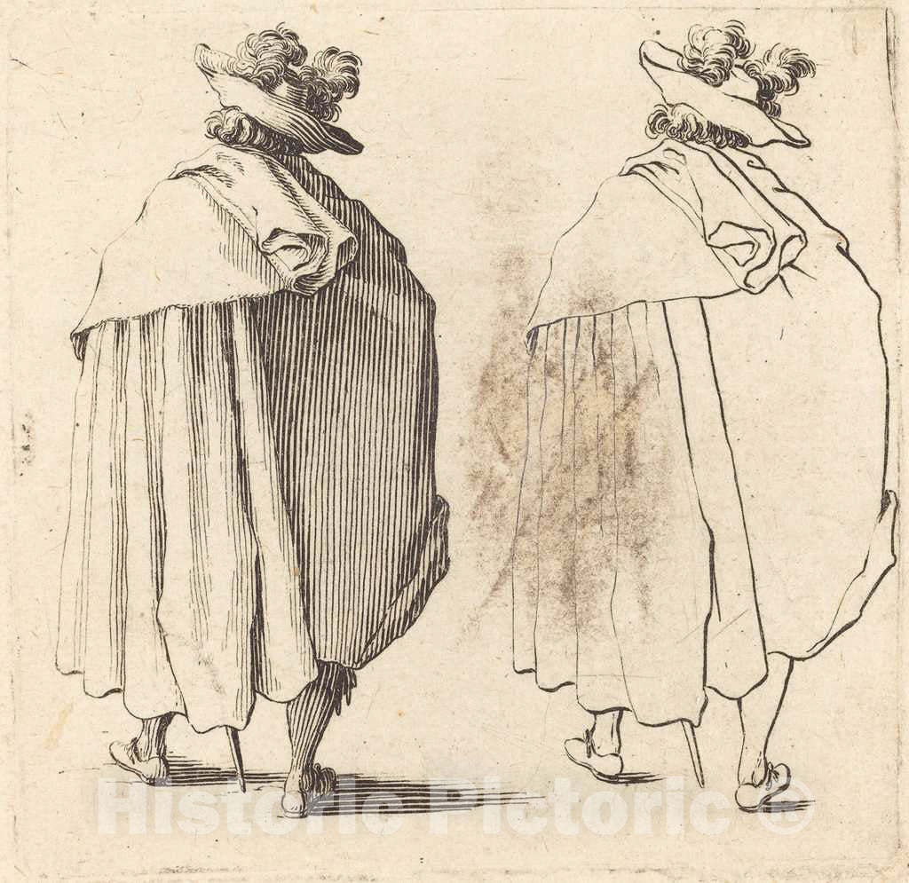 Art Print : Jacques Callot, Man in Cloak, Seen from Behind, 1617 and 1621 - Vintage Wall Art