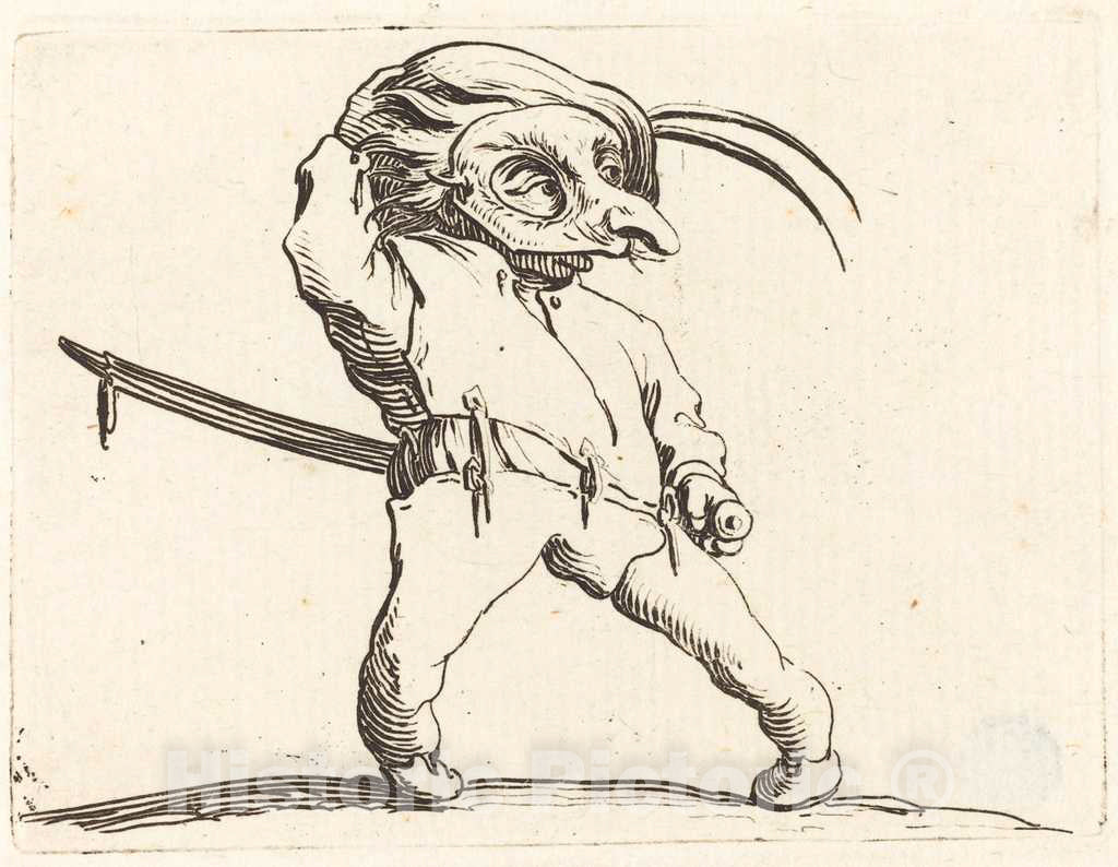 Art Print : Jacques Callot, Masked Man with Twisted Feet, c. 1622 - Vintage Wall Art