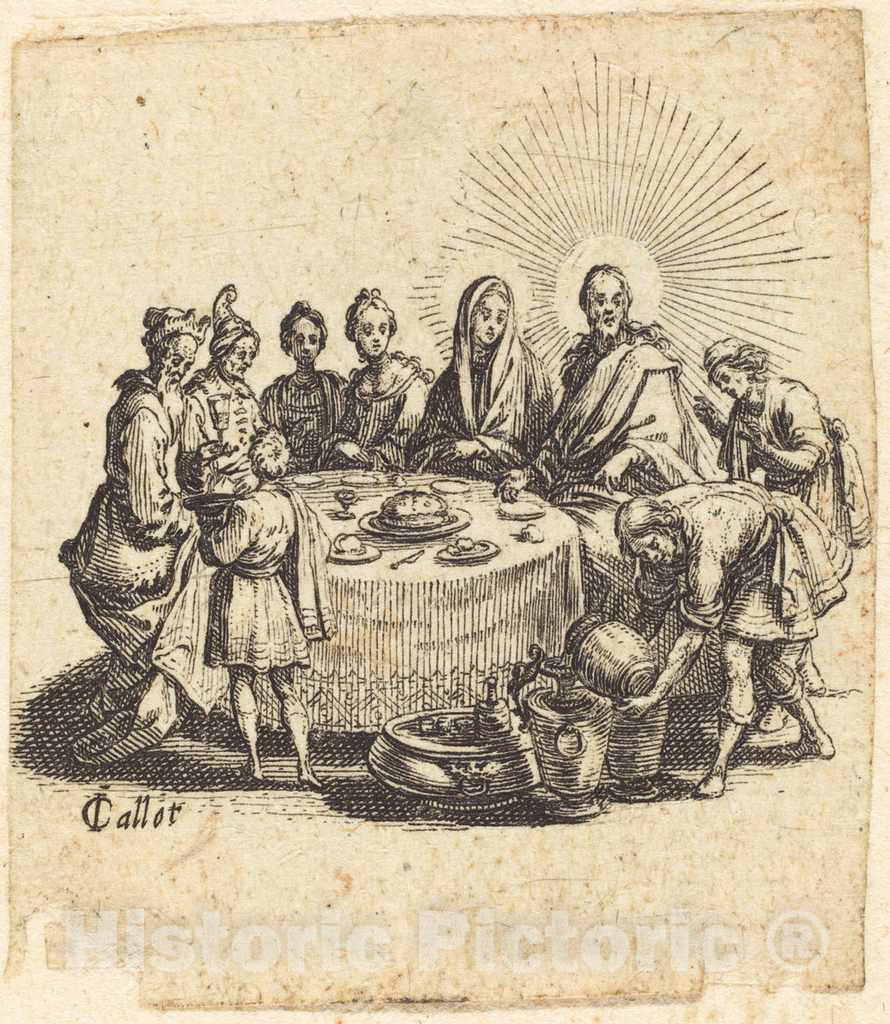 Art Print : Jacques Callot, The Marriage at Cana, 1618 - Vintage Wall Art