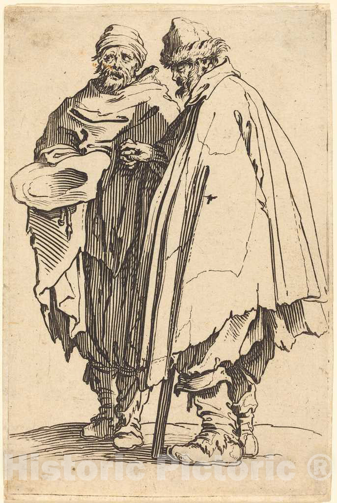 Art Print : Jacques Callot, Blind Beggar and Companion, c. 1622 - Vintage Wall Art