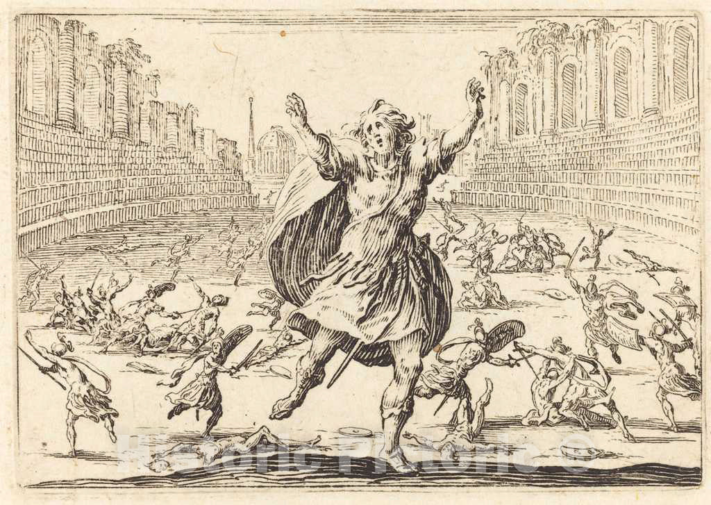 Art Print : Jacques Callot, Skirmish in a Roman Circus, c. 1622 - Vintage Wall Art
