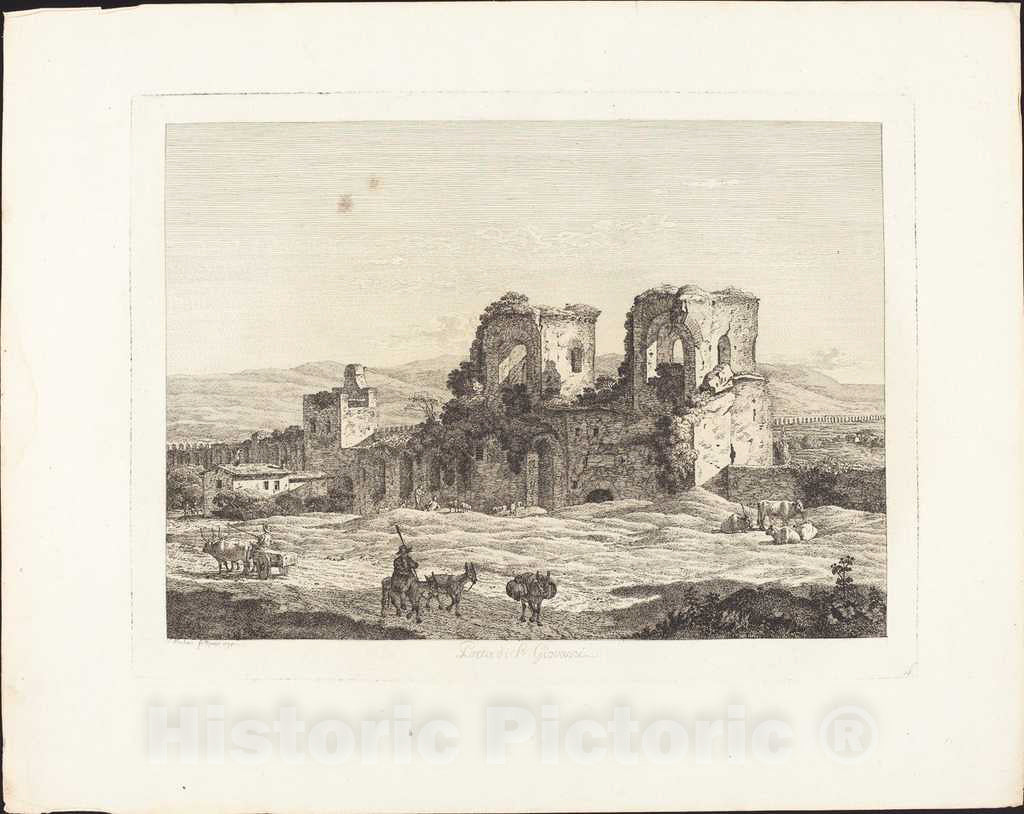 Art Print : Jacob Wilhelm Mechau, Alla Porta di San Giovanni, 1798 - Vintage Wall Art
