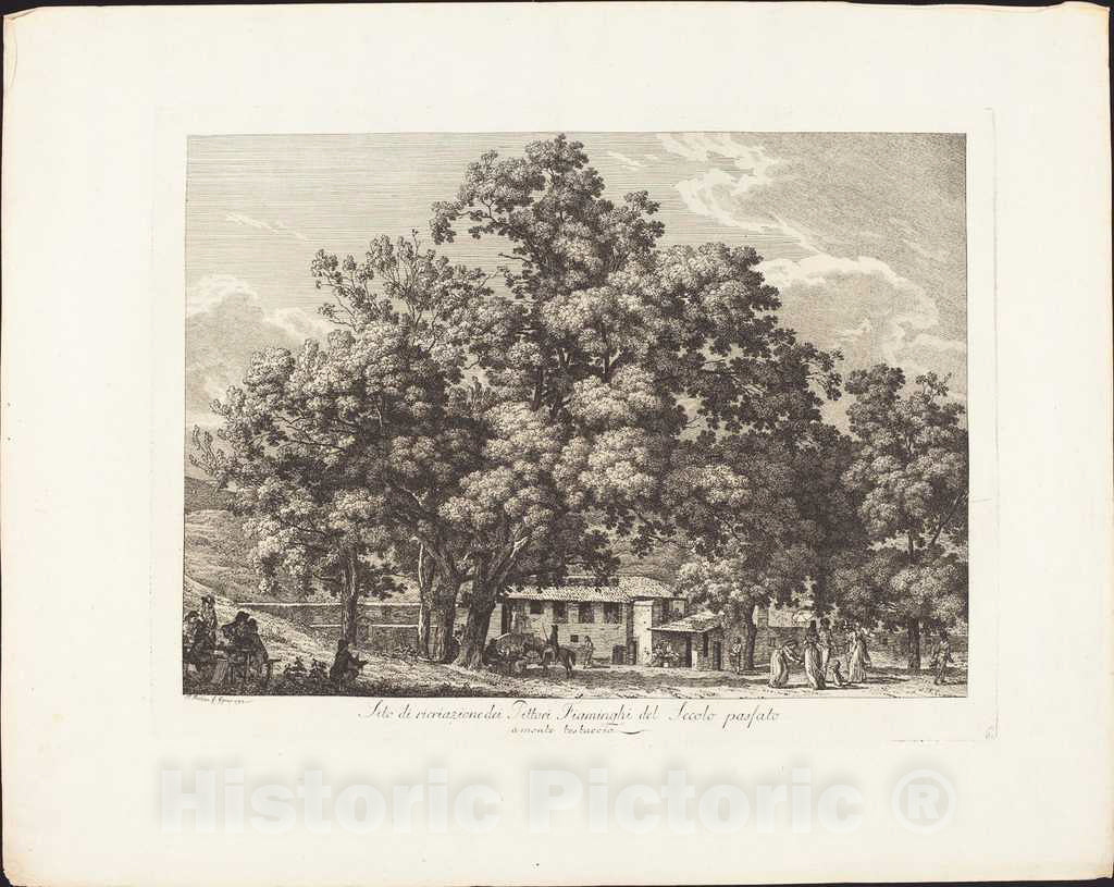 Art Print : Jacob Wilhelm Mechau, Sito di ricreazione dei Pittori Fiaminchi del Secolo passato a Monte Testaccio, 1793 - Vintage Wall Art
