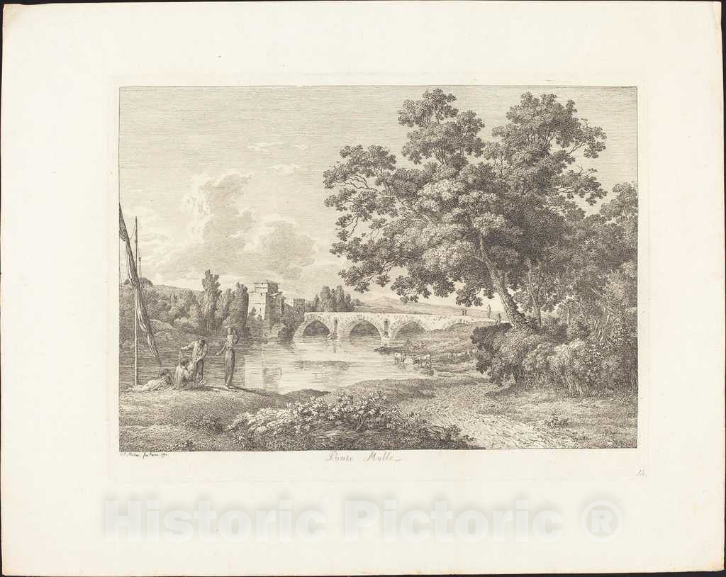 Art Print : Jacob Wilhelm Mechau, Ponte Molle, 1792 - Vintage Wall Art