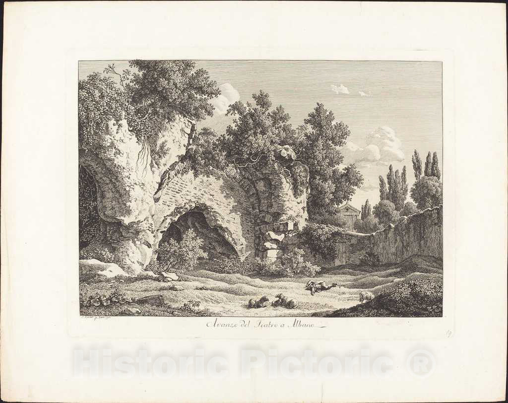 Art Print : Johann Christian Reinhart, Avanzo del Teatro a Albano, 1792 - Vintage Wall Art