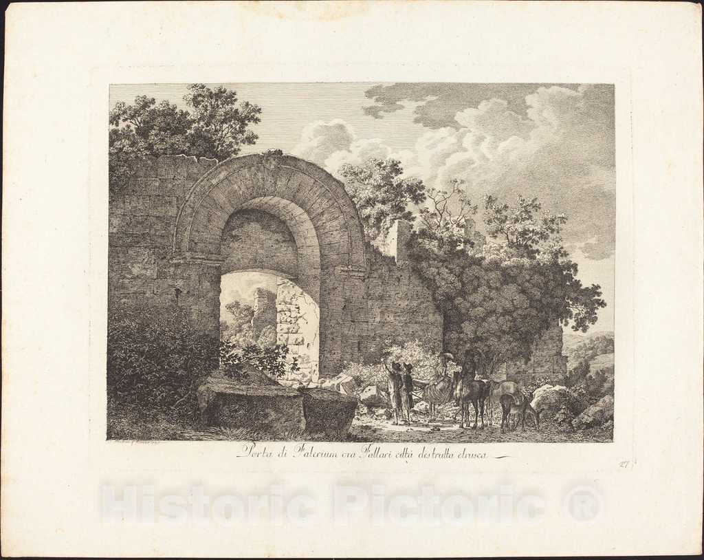 Art Print : Jacob Wilhelm Mechau, Porta di Falerium ora Fallari cittÃ  destrutta etrusca, 1795 - Vintage Wall Art