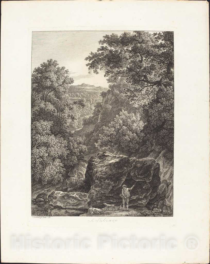 Art Print : Johann Christian Reinhart, A Subiaco, 1792 - Vintage Wall Art