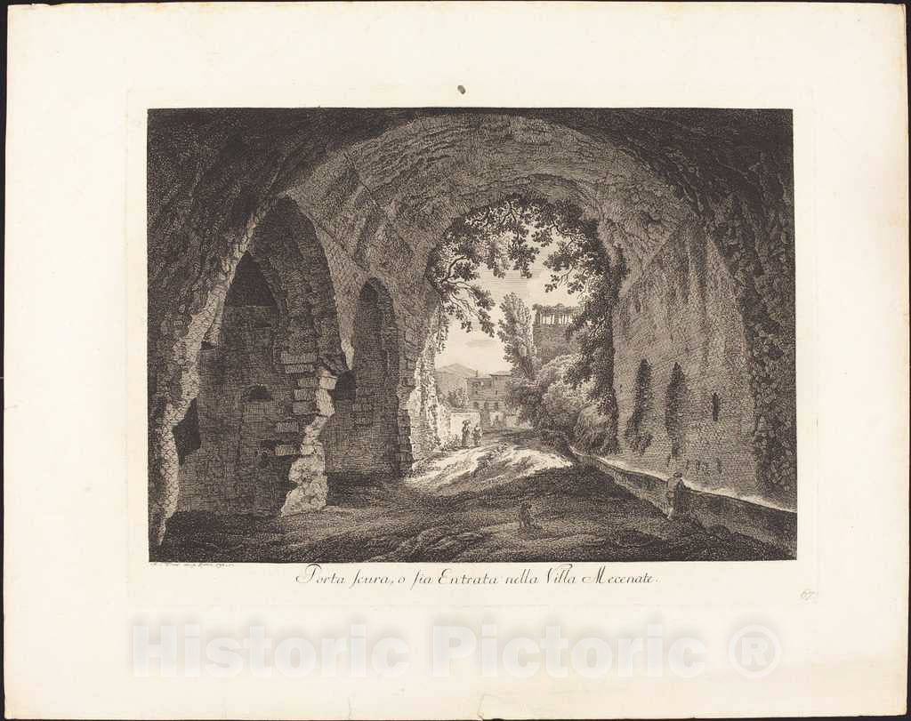 Art Print : Albert Christoph Dies, Porta scura o sia entrata Nella Villa Mecenate, 1794 - Vintage Wall Art