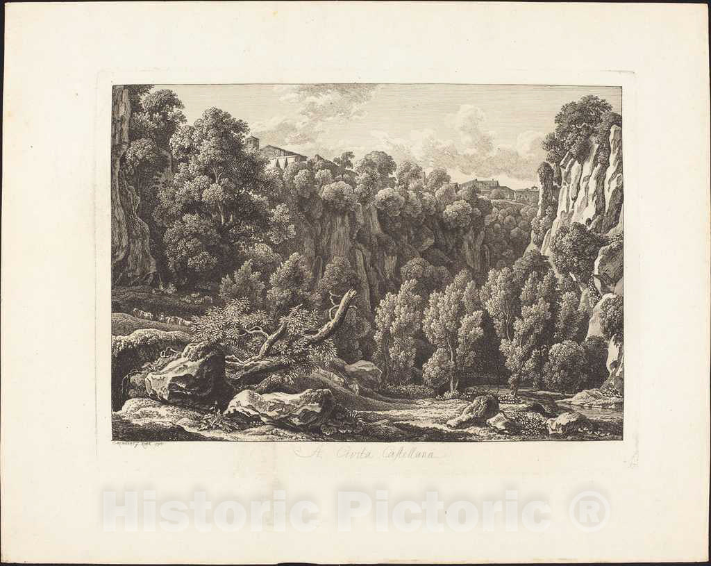Art Print : Johann Christian Reinhart, A CivitÃ  Castellana, 1794 - Vintage Wall Art