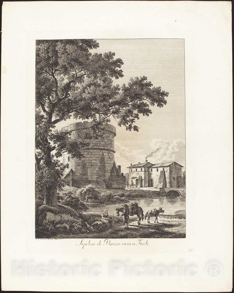 Art Print : Albert Christoph Dies, Sepolcro di Plauzio vicini a Tivoli, 1795 - Vintage Wall Art