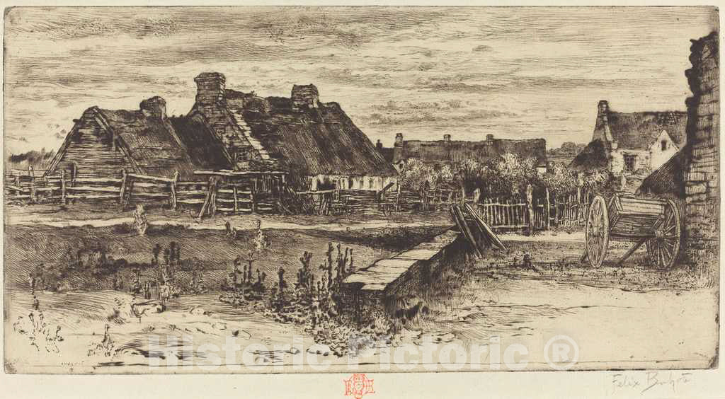 Art Print : FÃ©lix-Hilaire Buhot, Les Grandes ChaumiÃ¨res, 1881 - Vintage Wall Art