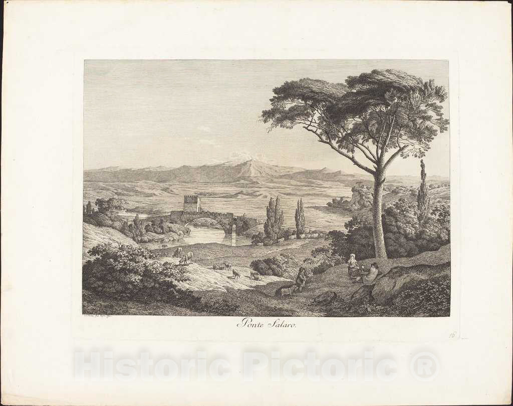 Art Print : Jacob Wilhelm Mechau, Il Ponte Salaro, 1793 - Vintage Wall Art