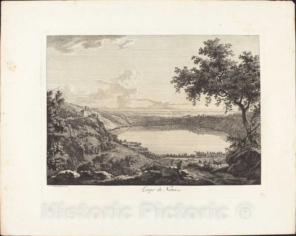 Art Print : Albert Christoph Dies, Lago di Nemi, 1792 - Vintage Wall Art