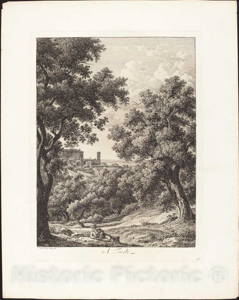 Art Print : Johann Christian Reinhart, A Tivoli, 1794 - Vintage Wall Art
