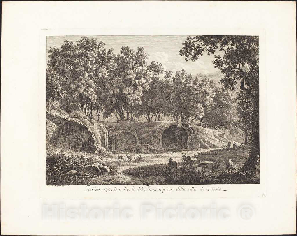 Art Print : Albert Christoph Dies, Ruderi essistenti a Tivoli del Piano inferiore Della Villa di Cassio, 1798 - Vintage Wall Art
