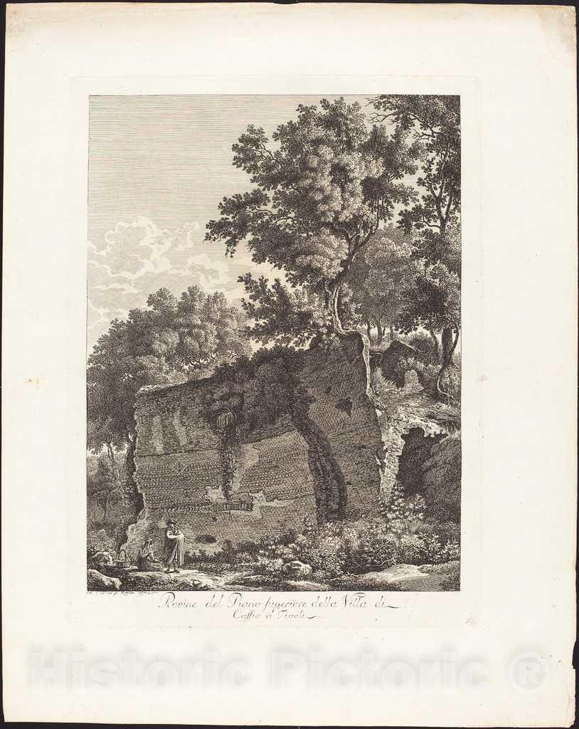 Art Print : Albert Christoph Dies, Rovine del Piano superiore Della Villa di Cassio a Tivoli, 1794 - Vintage Wall Art