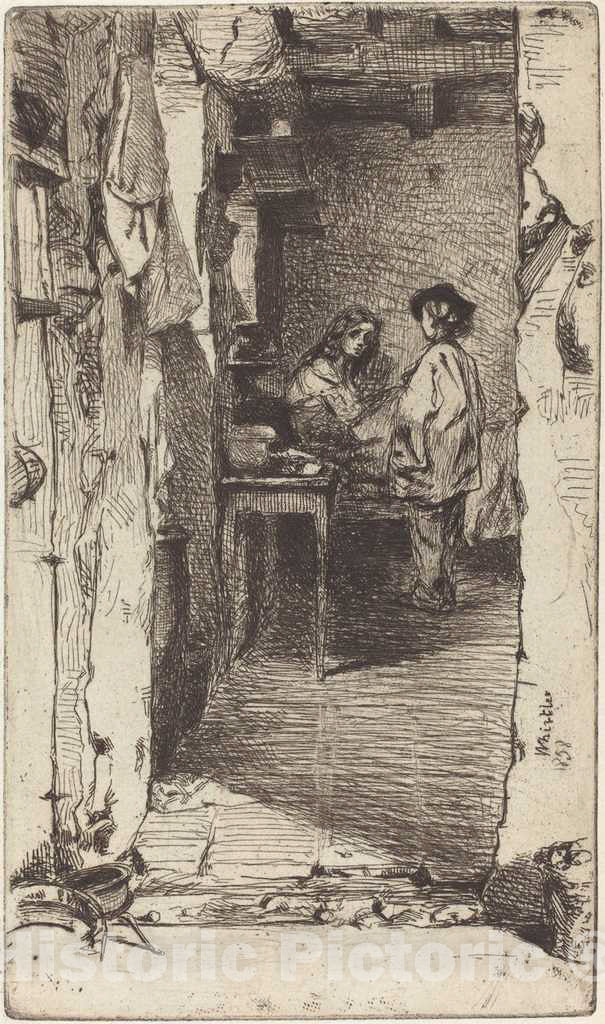 Art Print : James McNeill Whistler, Rag Pickers, Quartier Mouffetard, Paris, 1858 - Vintage Wall Art
