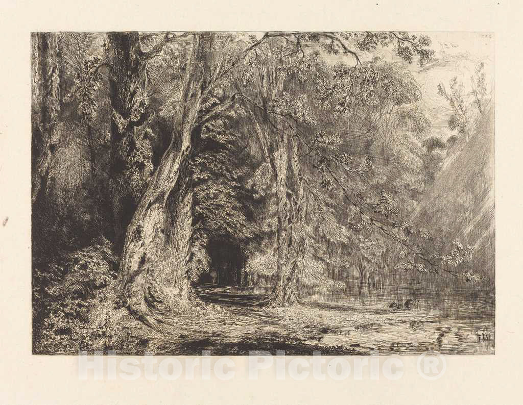 Art Print : Paul Huet, Flooding in The Forest of The ILE SÃ©guin, 1833 - Vintage Wall Art