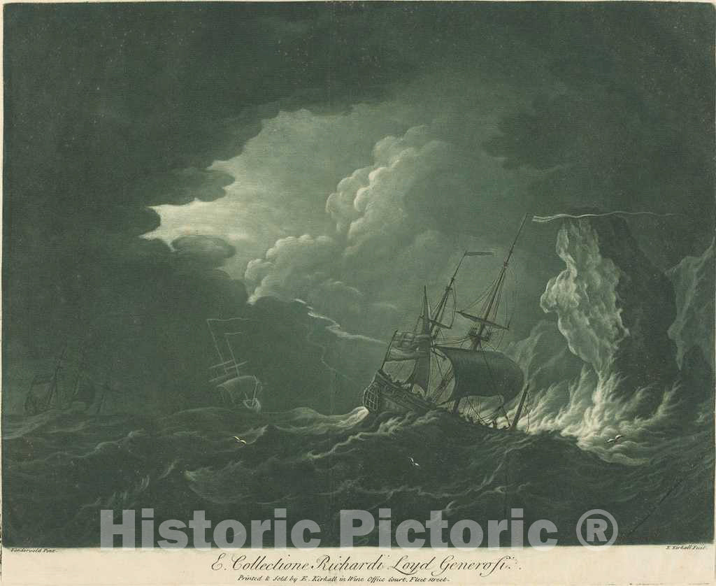 Art Print : Kirkall After Van de Velde The Elder, Shipping Scene from The Collection of Richard Lloyd, 1720s - Vintage Wall Art