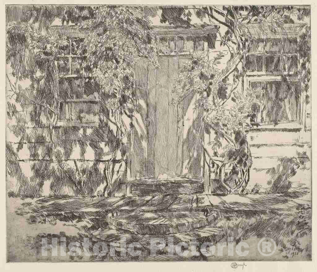 Art Print : Childe Hassam, Old Doorway, Easthampton, 1920 - Vintage Wall Art