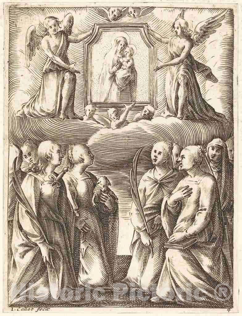 Art Print : Jacques Callot, The Adoration of The Virgin and Child, c.1610 - Vintage Wall Art