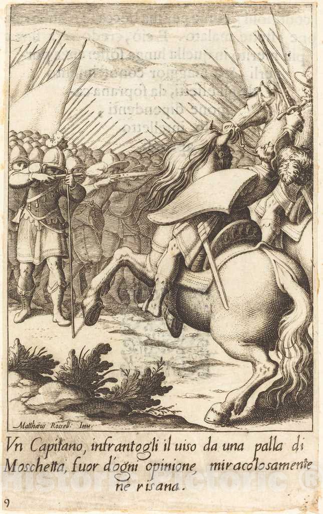 Art Print : Callot After Matteo Rosselli, The Captain, 1619 - Vintage Wall Art