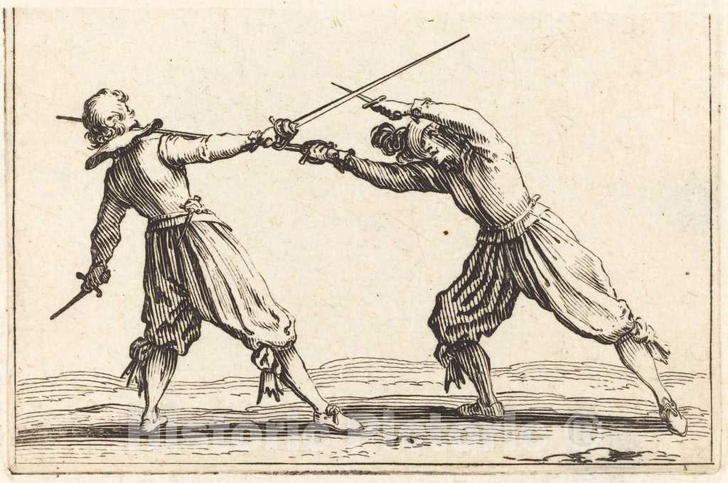 Art Print : Jacques Callot, Duel with Swords and Daggers, c. 1622 - Vintage Wall Art
