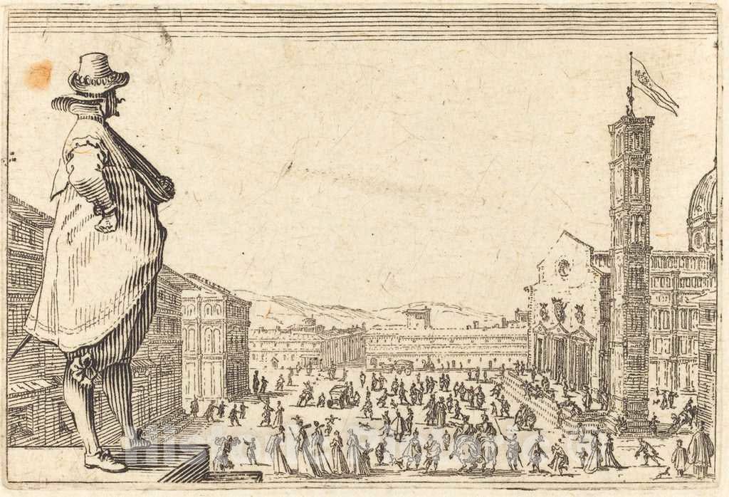 Art Print : Jacques Callot, Piazza del Duomo, Florence, c. 1622 - Vintage Wall Art