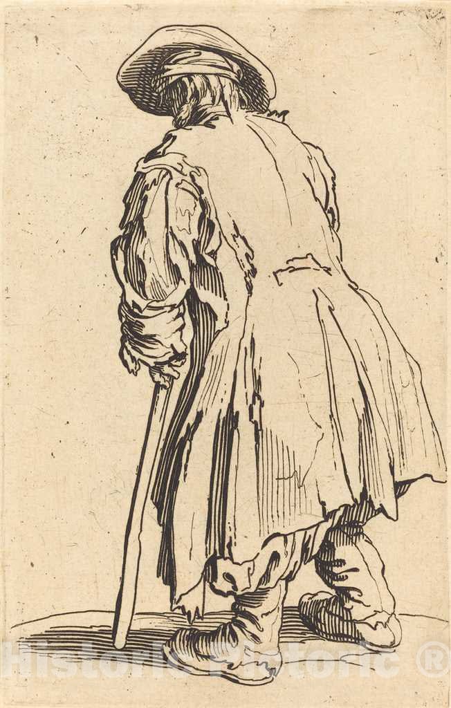 Art Print : Jacques Callot, Old Beggar with One Crutch, c. 1622 - Vintage Wall Art