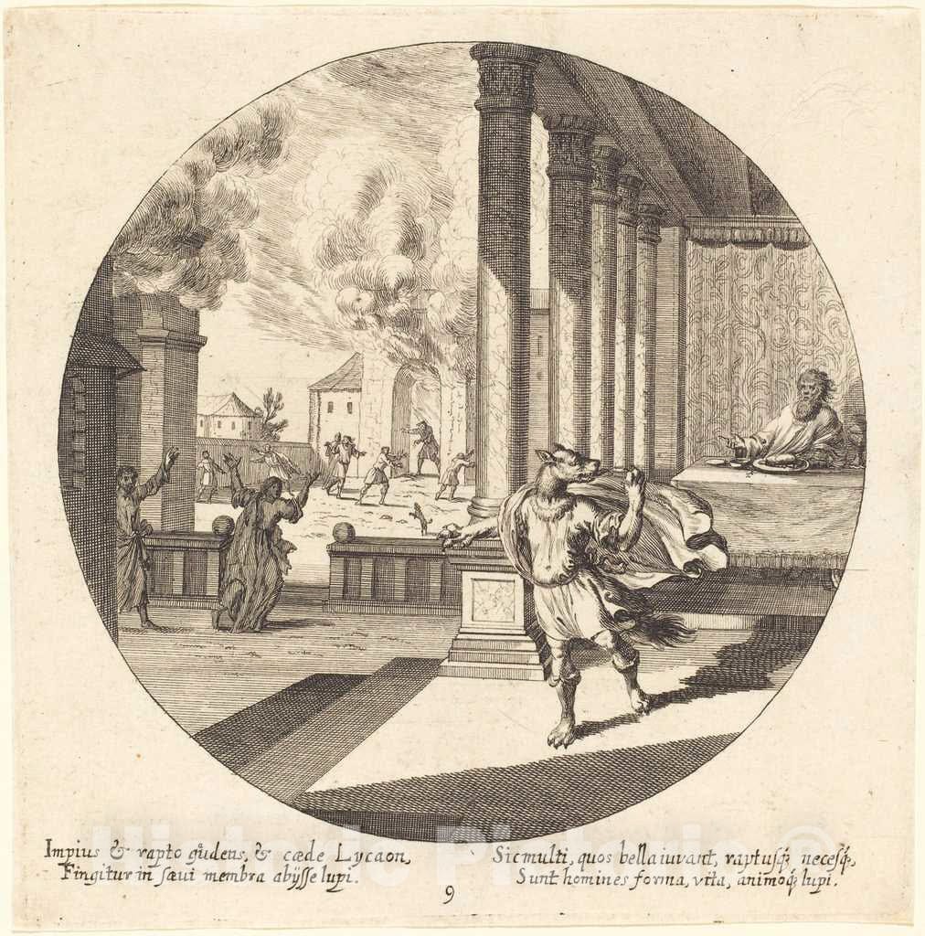 Art Print : Wolfgang, The Elder, JOVE Turns Lycaon into a Wolf, 1665 - Vintage Wall Art