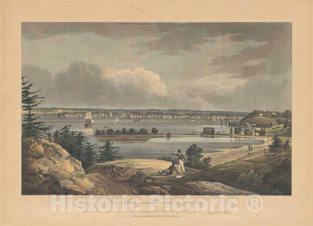 Art Print : Hill, After Guy Wall, New York from Heights Near Brooklyn, 1823 - Vintage Wall Art