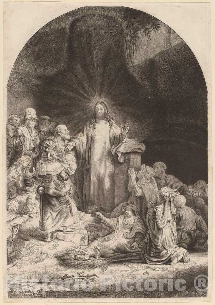 Art Print : Rembrandt and Baillie, Christ Preaching and Healing (Fragment from The Hundred Guilder Print), c. 1649 - Vintage Wall Art